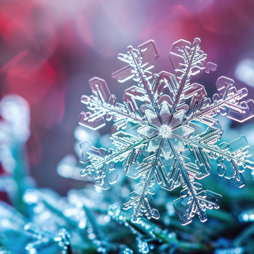 Красивая снежинка крупным планом макросъемка