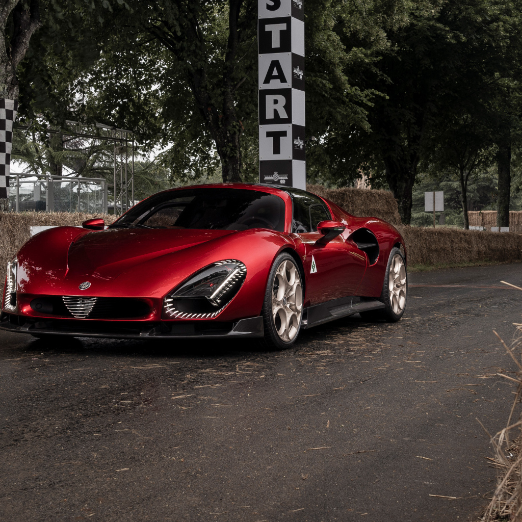 Красный автомобиль Alfa Romeo 33 Stradale