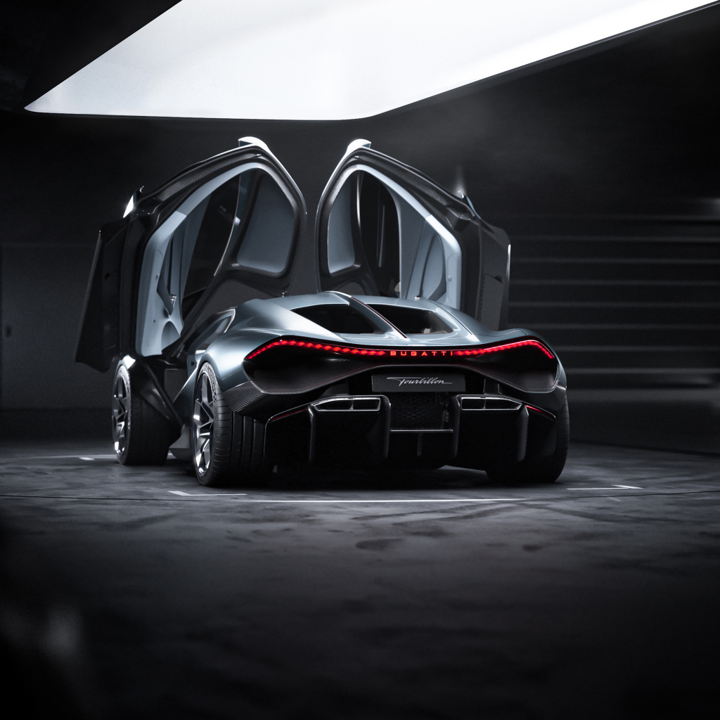 Открытые двери в автомобиле Bugatti Tourbillon 2024 года