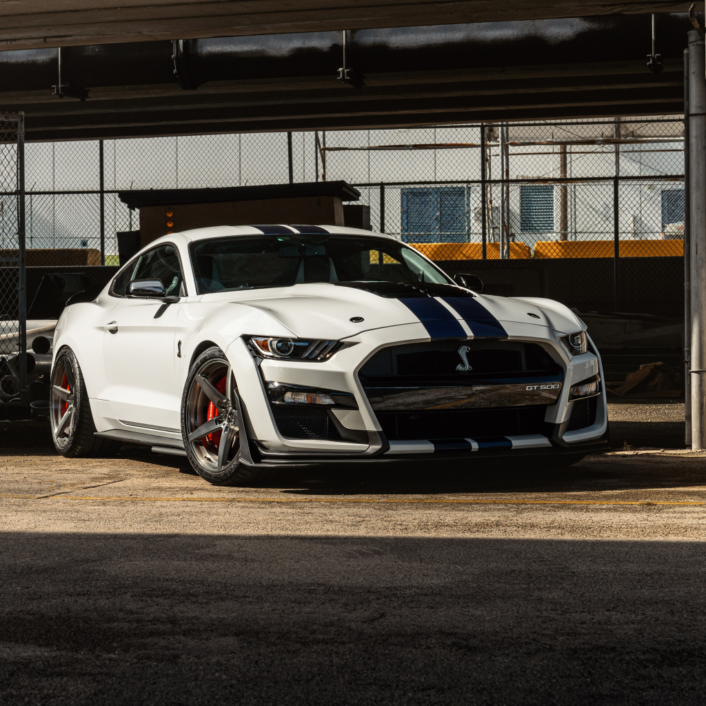 Автомобиль Mustang GT500 в ангаре