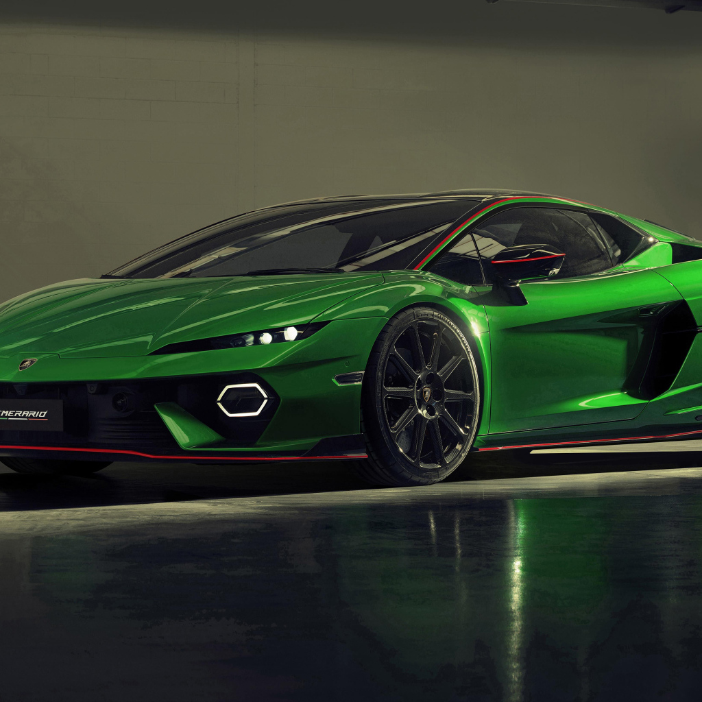 Зеленый спортивный автомобиль Lamborghini Temerario Alleggerita