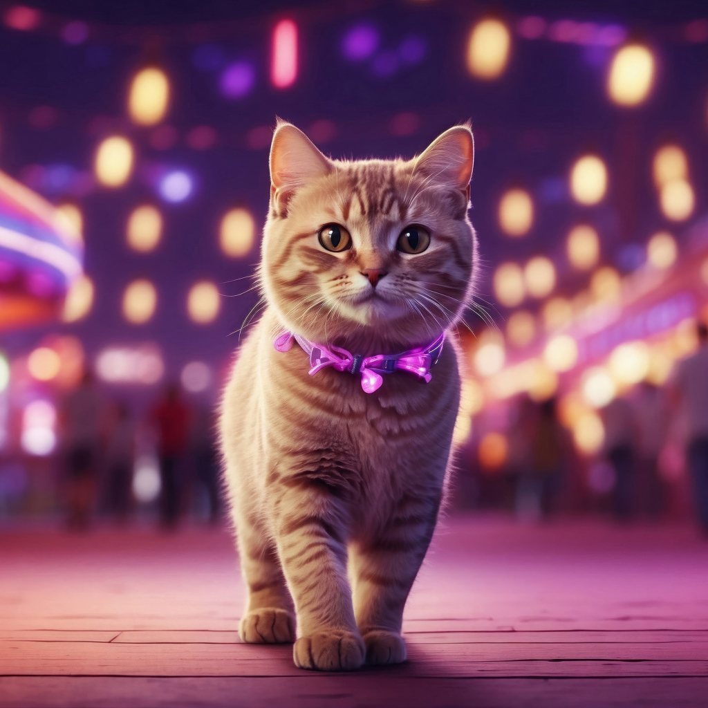 Нарисованный рыжий кот в городе