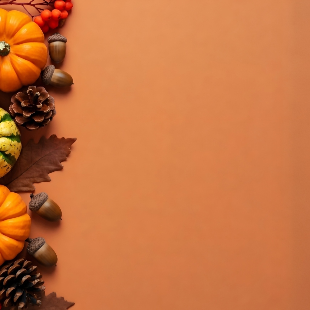 Тыквы с шишками на оранжевом фоне