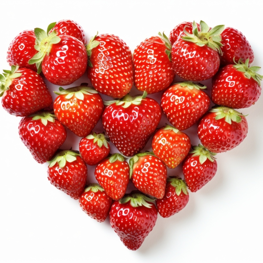 Сердце из вкусной красной клубники на белом фоне