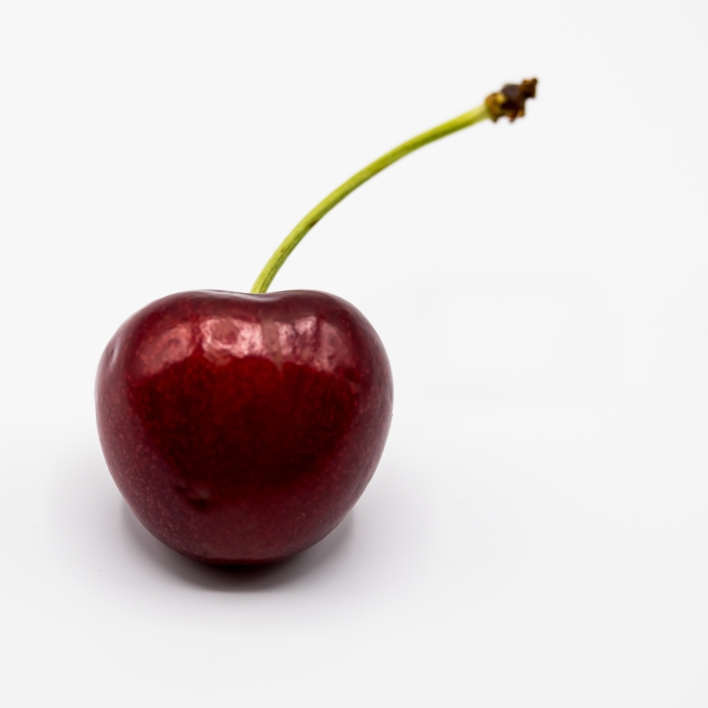 Крупная красная черешня на белом фоне