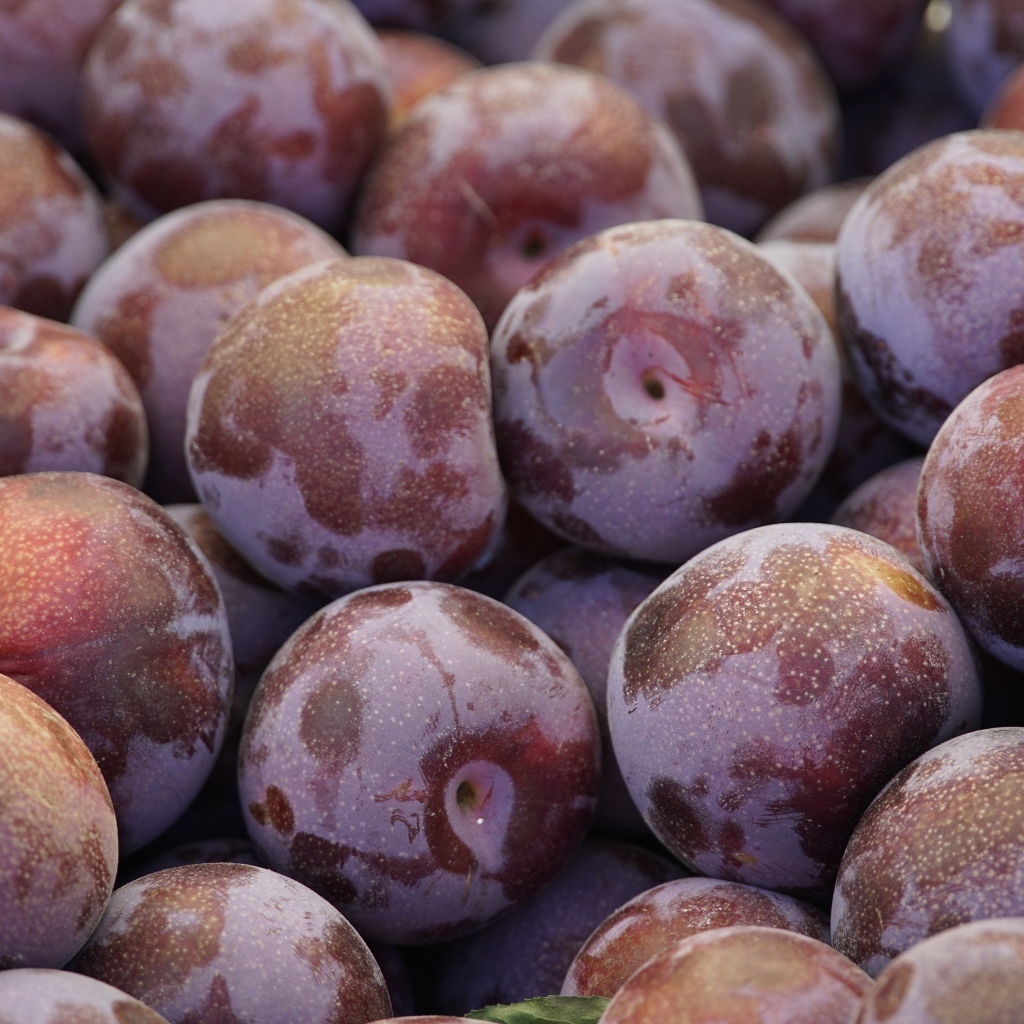 Много розовых слив крупным планом