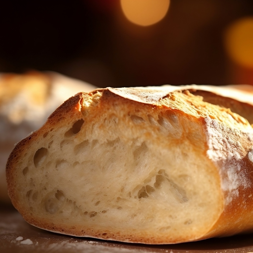 Вкусный запеченный батон на столе