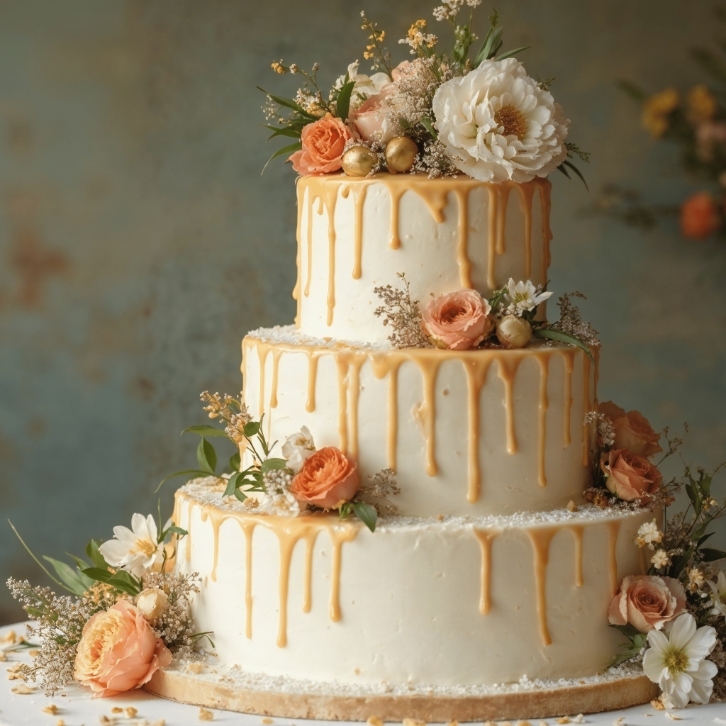 Большой красивый свадебный торт