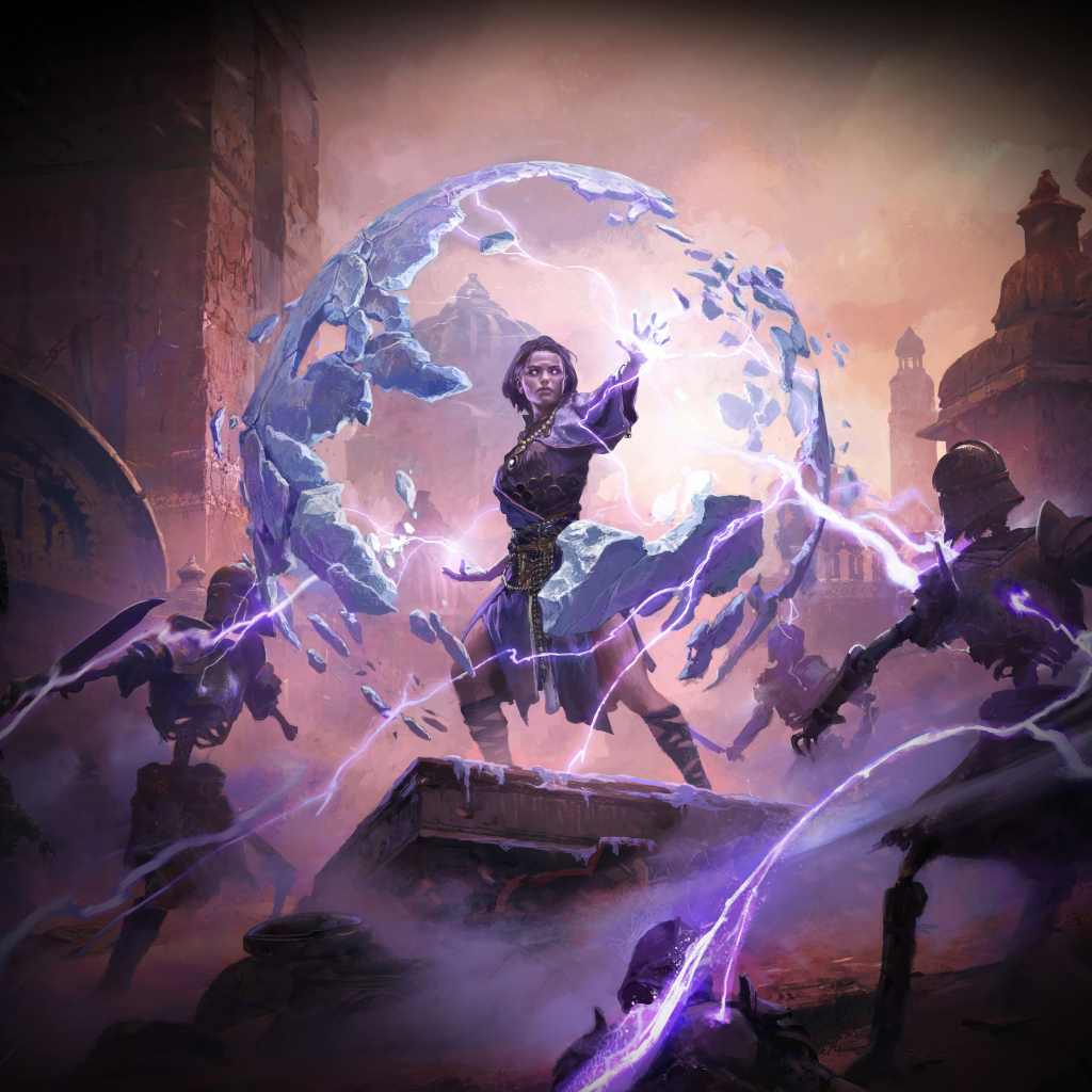 Девушка в сфере, кадр компьютерной игры Path of Exile 2