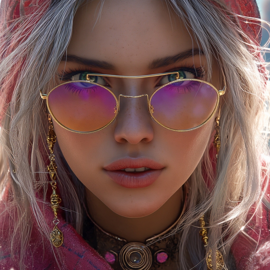 Девушка 3д в розовых очках