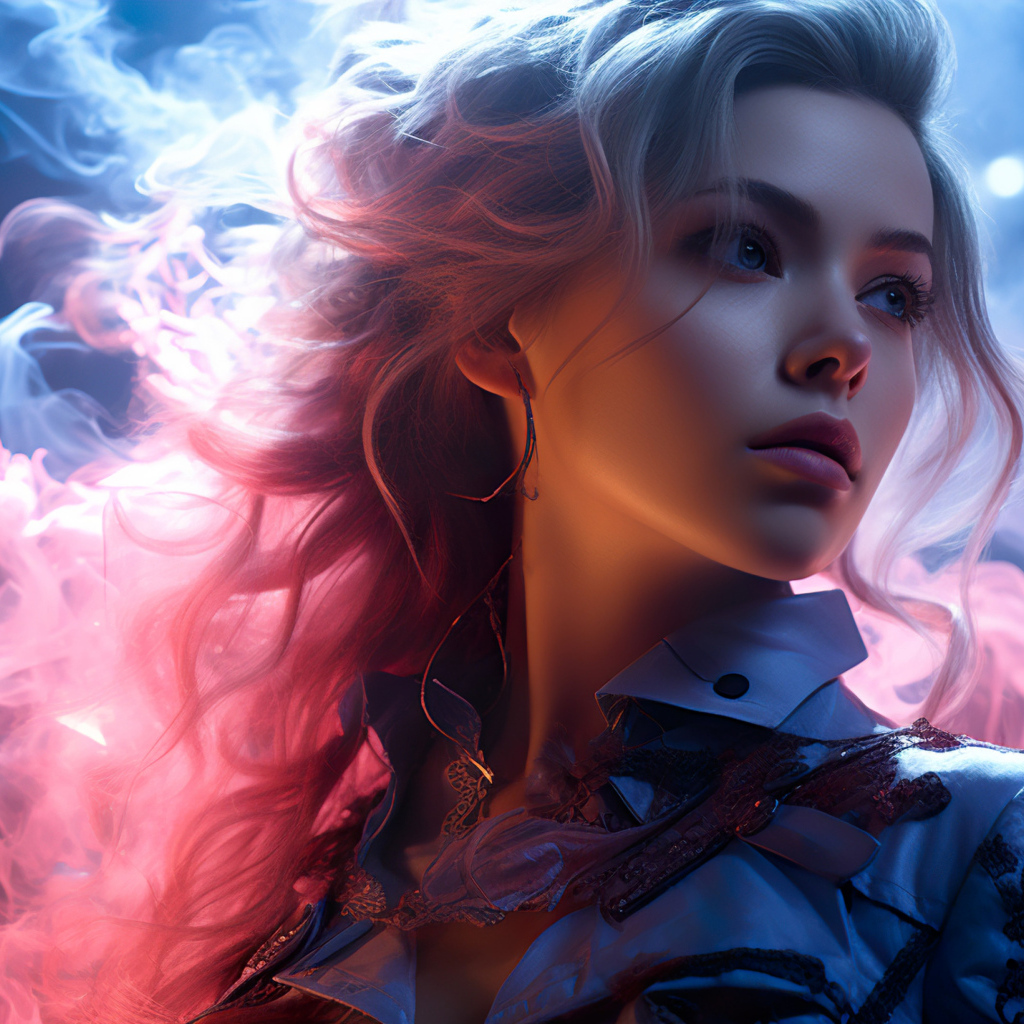 Красивая девушка блондинка в розовом дыму