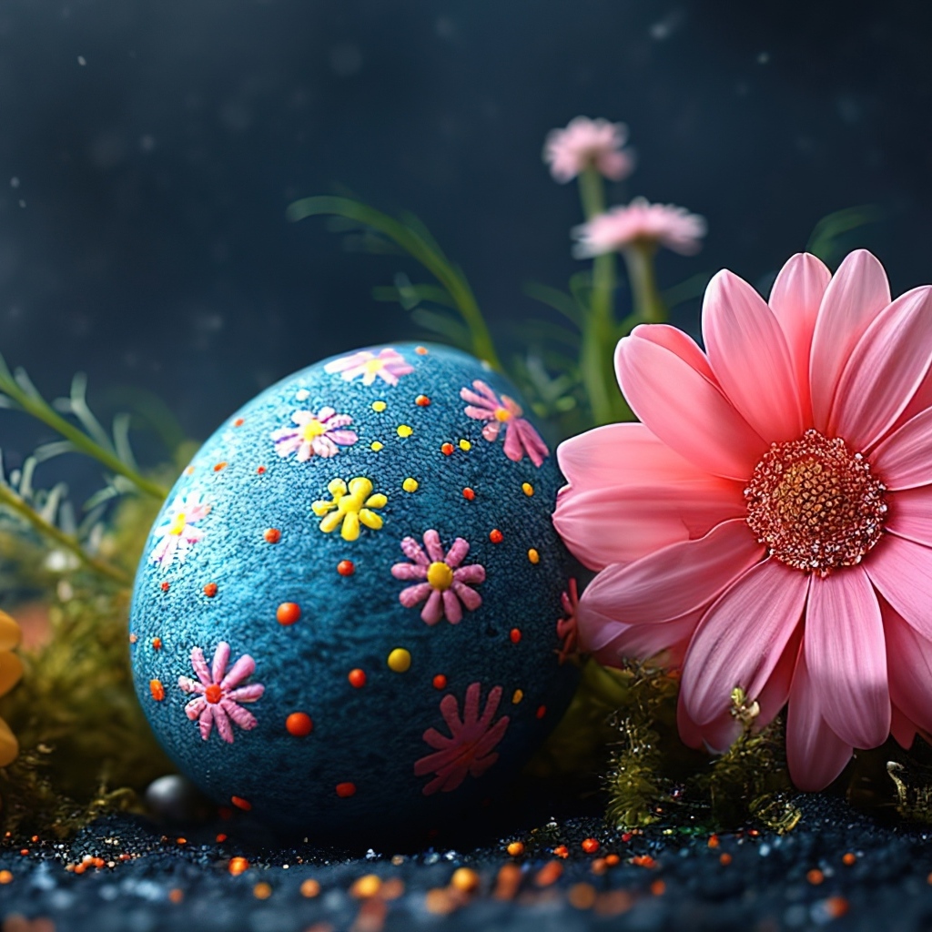 Пасхальное яйцо с цветами герберы