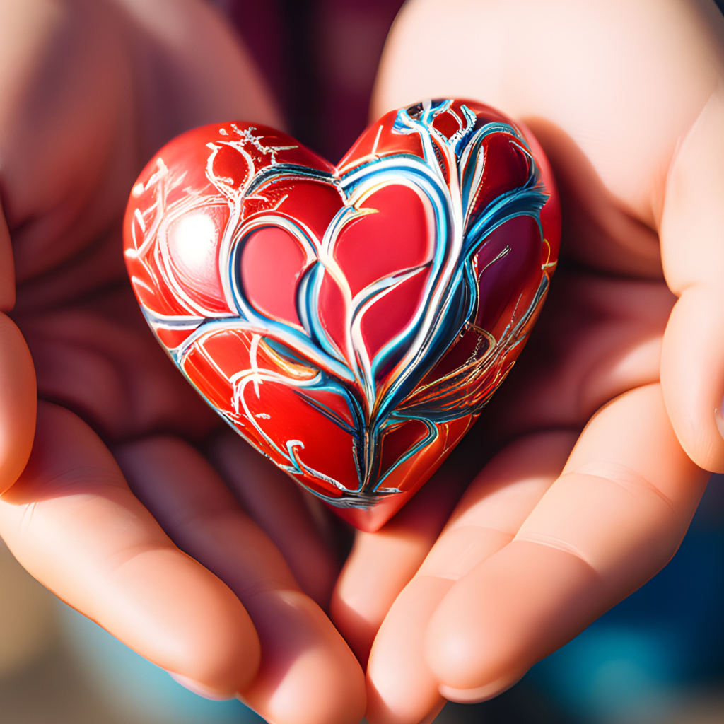 Красивое сердце с узором в руках