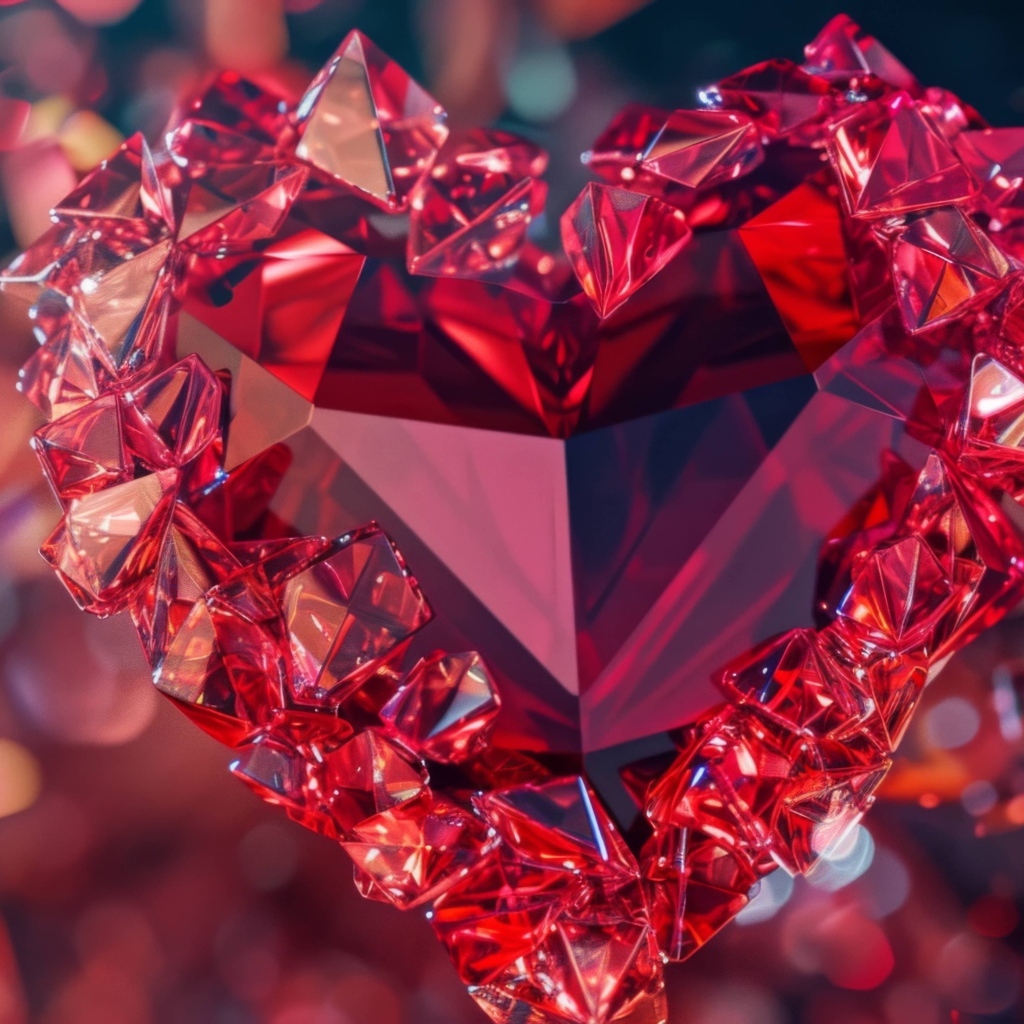 Красивое красное сердце из камня