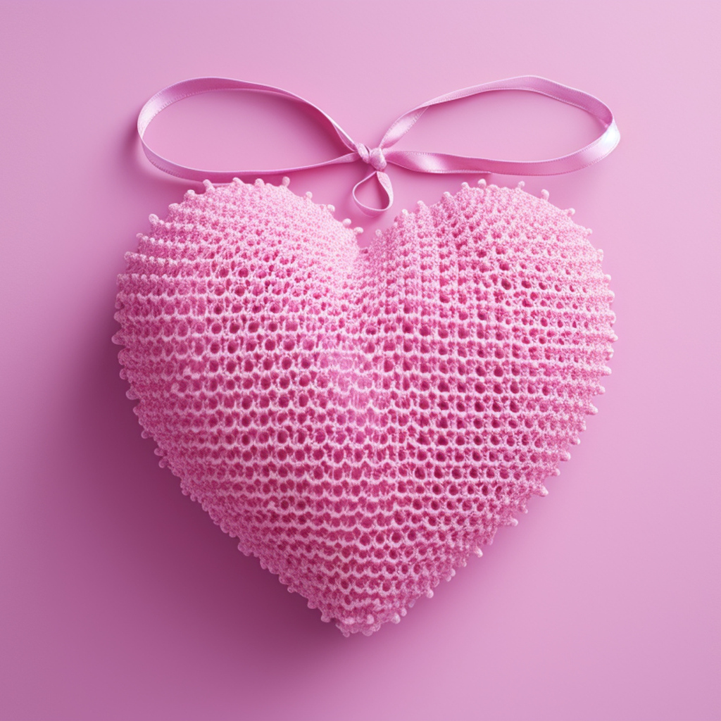 Сердце с лентой на розовом фоне