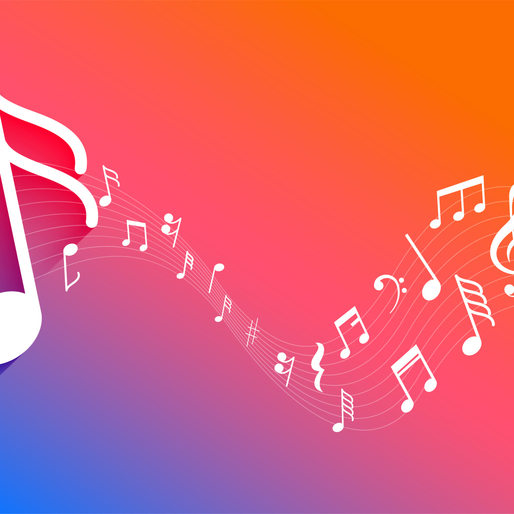 Белые ноты на розовом фоне