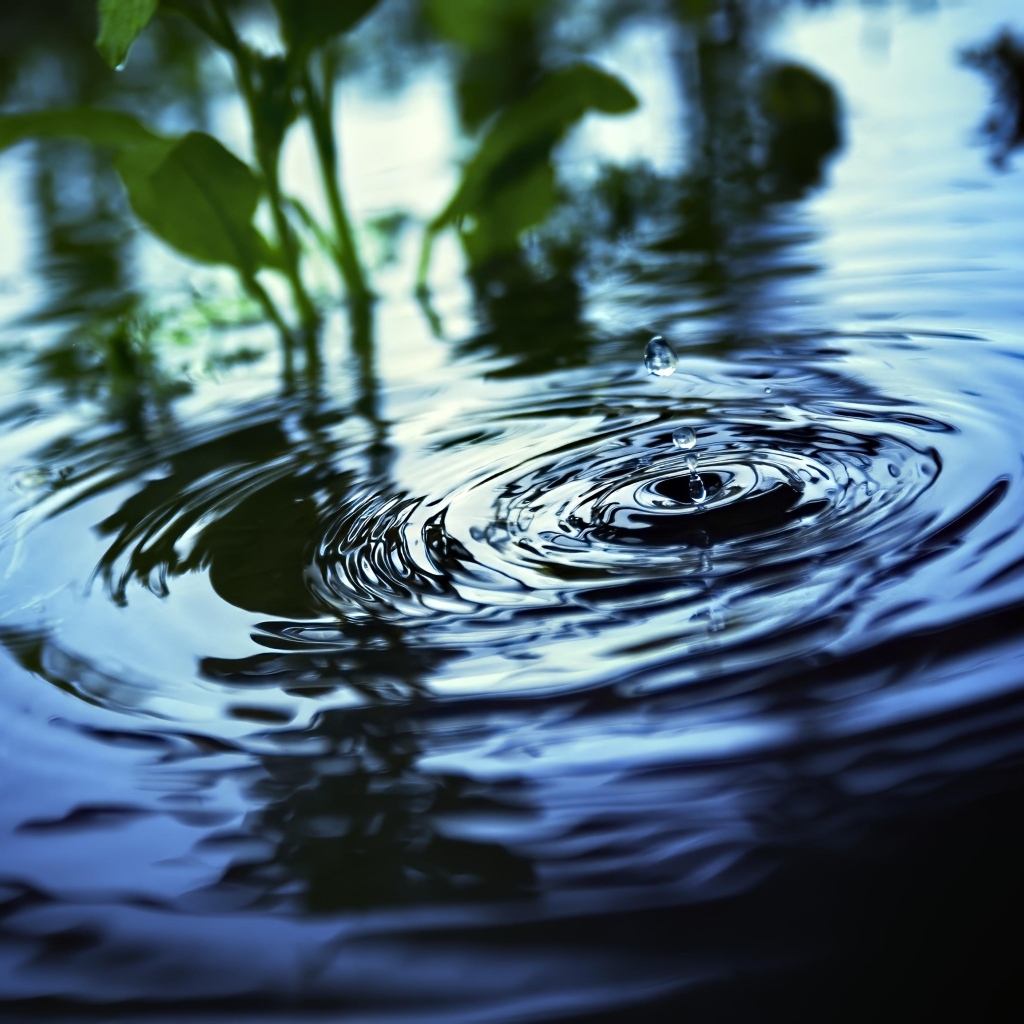 Круги и брызги на воде 