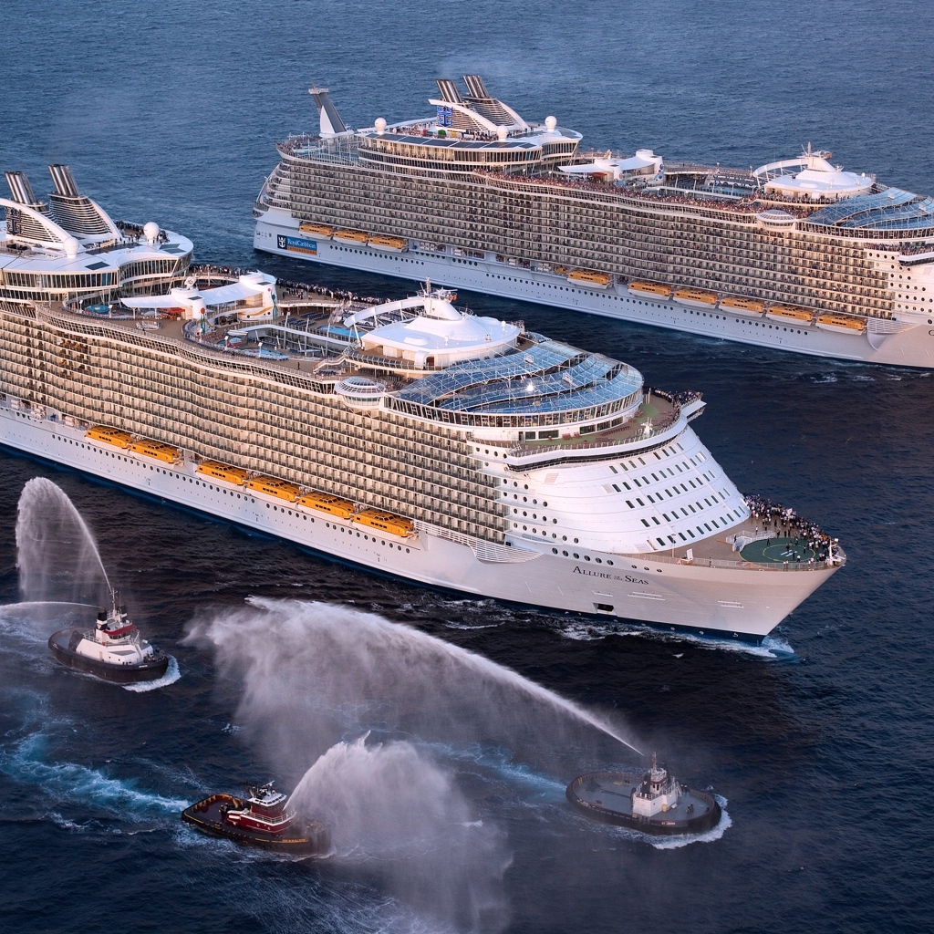 Два круизных лайнера в море