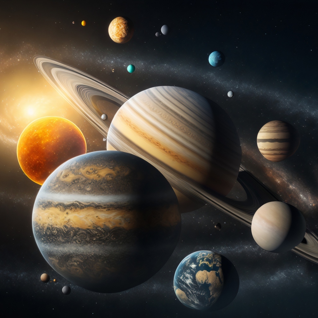 Все планеты солнечной системы в бескрайней вселенной