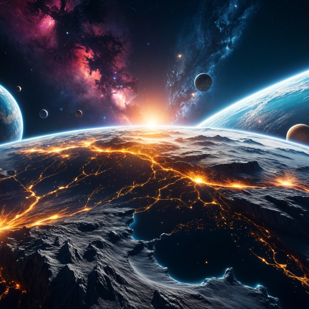 Вспышки на планете Земля вид с космоса