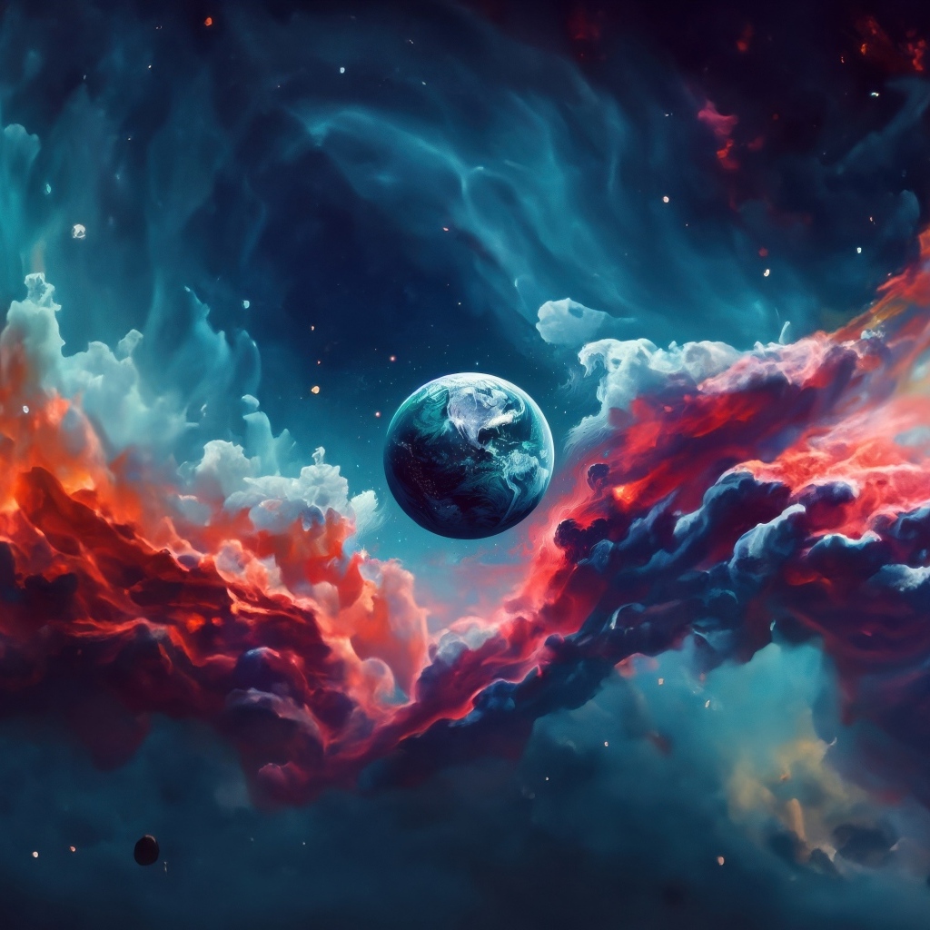 Планета земля в космической туманности