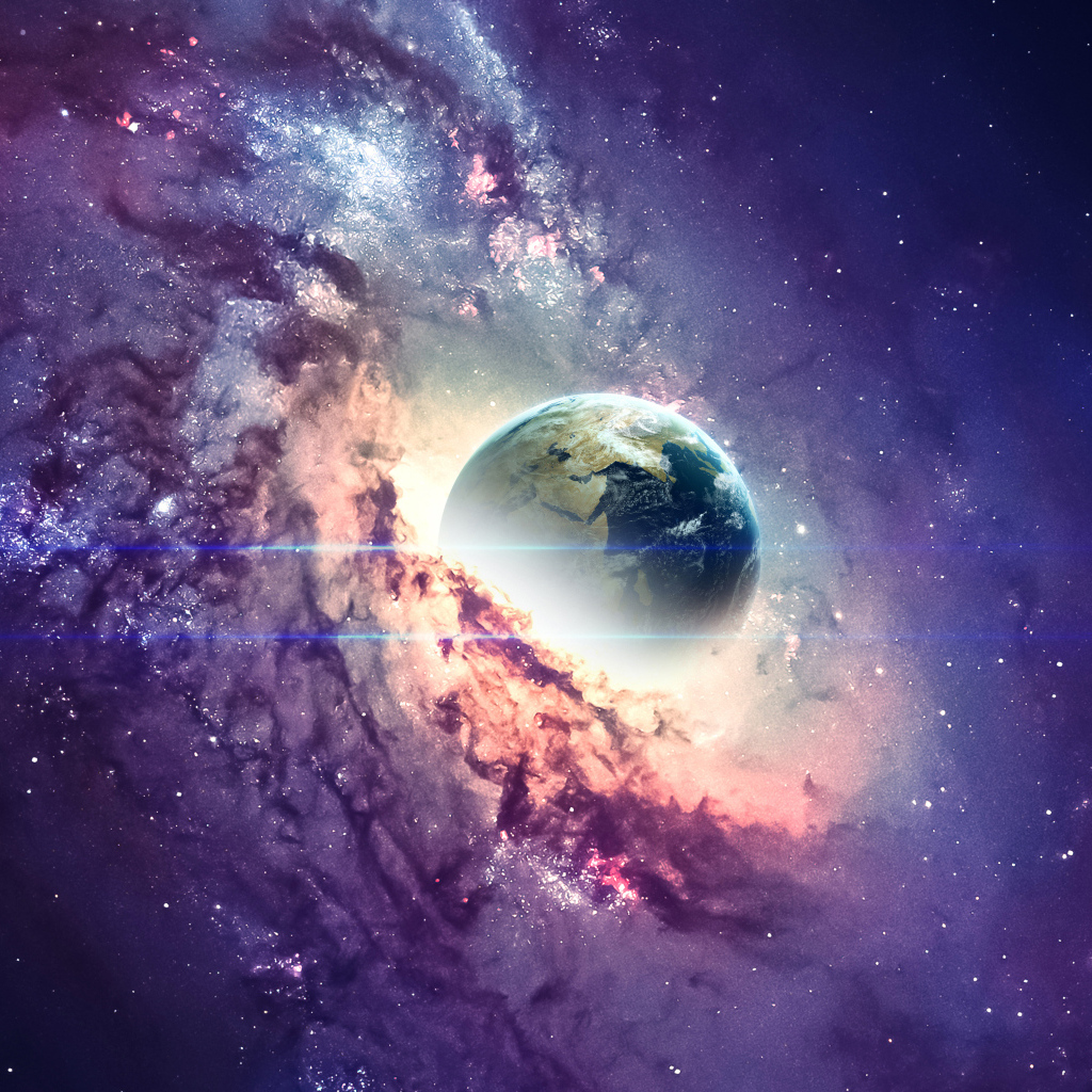 Планета Земля в космической туманности