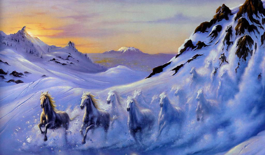 Лошади зимой