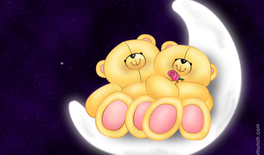 Мишки на луне День Святого Валентина