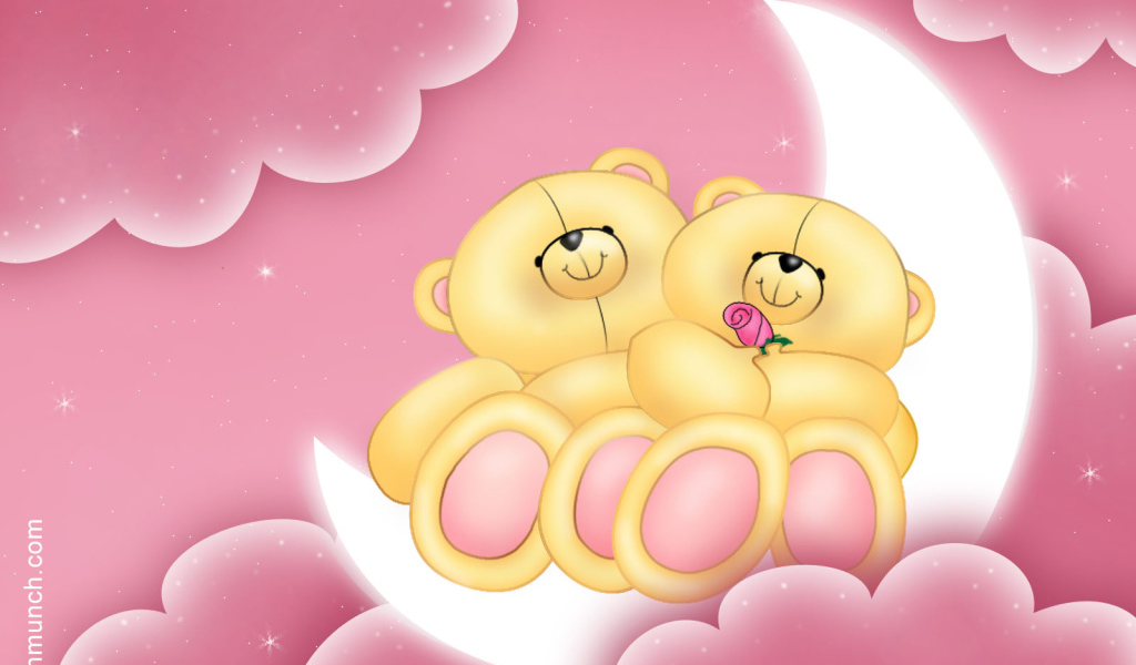 Мишки на луне День Святого Валентина