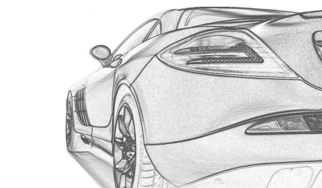 Mercedes SLR - рисунок карандашом