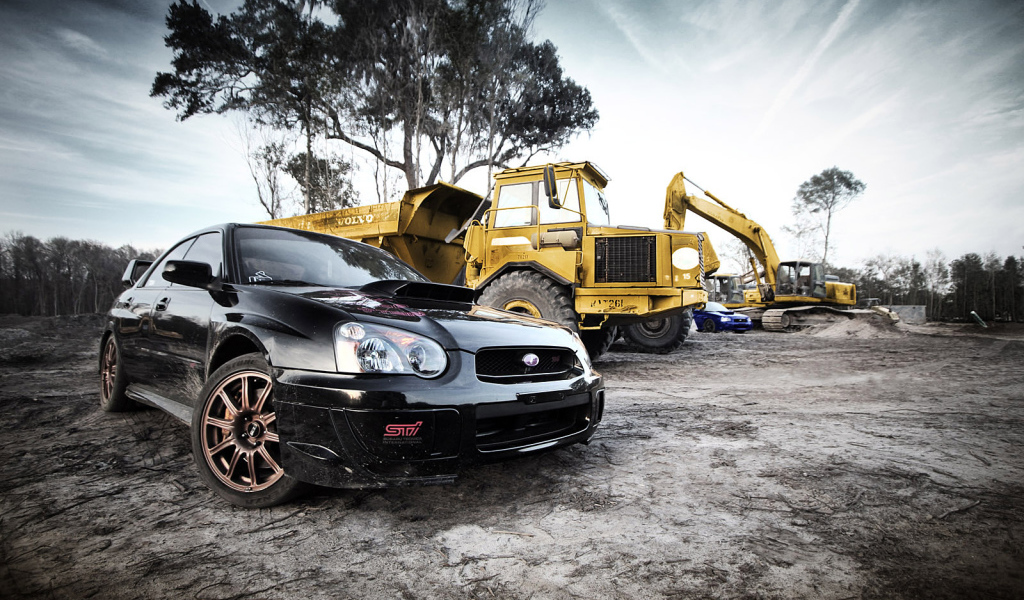 Черный автомобиль Subaru