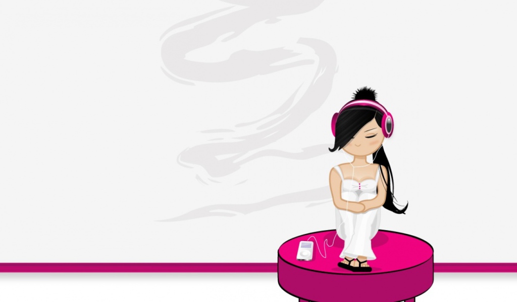 Девушка слушает iPod