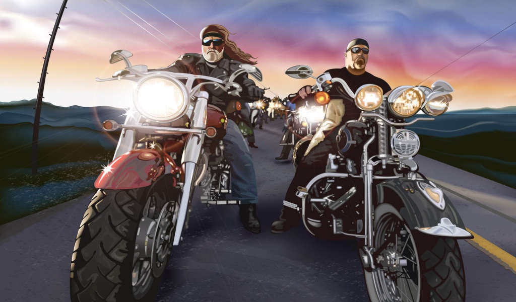 Байкеры на мотоциклах