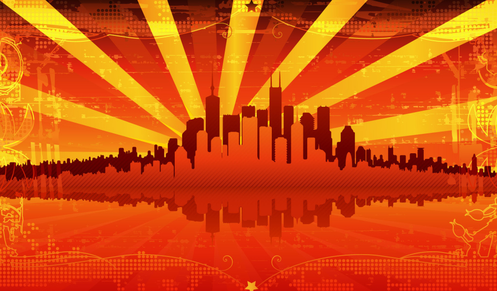 Красный векторный город