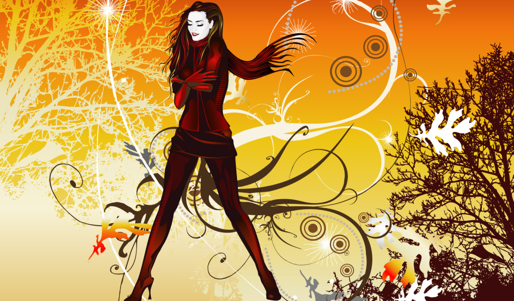 Девушка стоящая на ветру