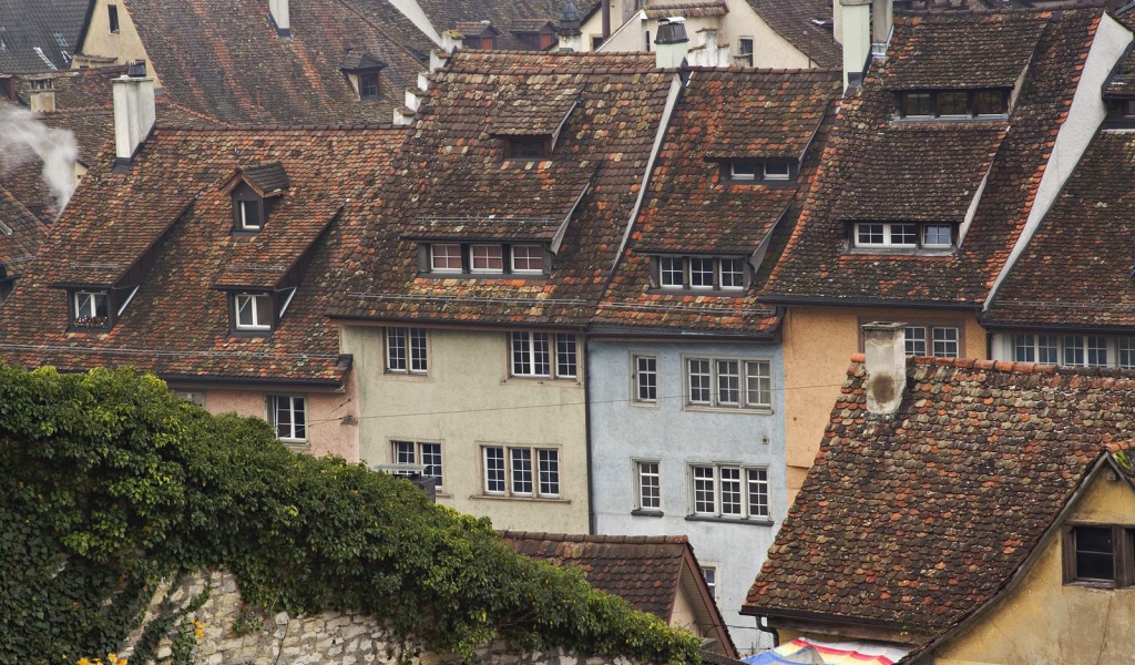 Верхушки крыш, Schaffhausen, Швейцария