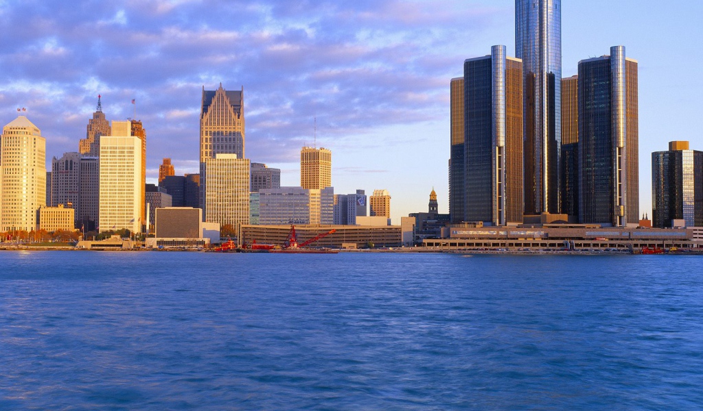 Детройт в восходе солнца США