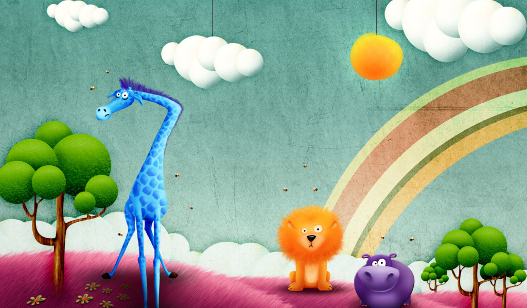 Жираф, лев и бегемот