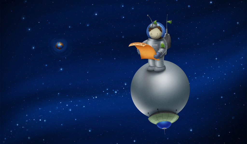 Человек на спутнике