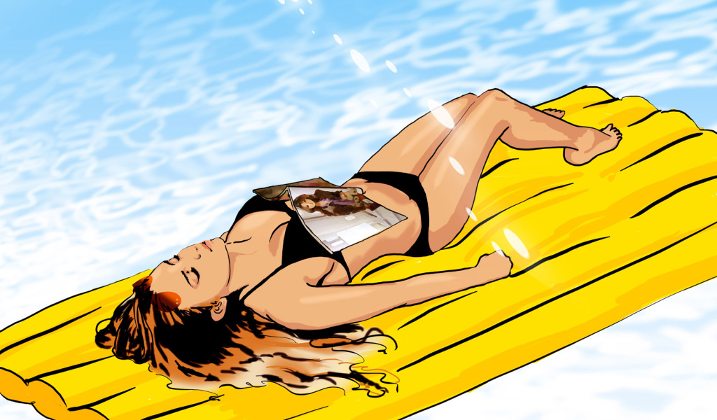 Горячая девушка в бассейне