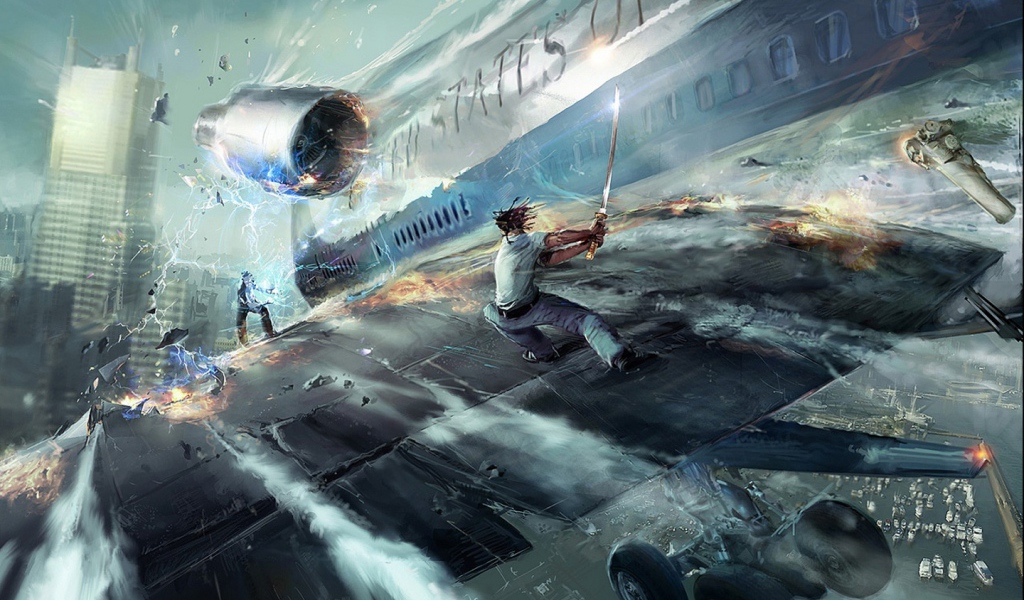 Схватка на крыле самолета