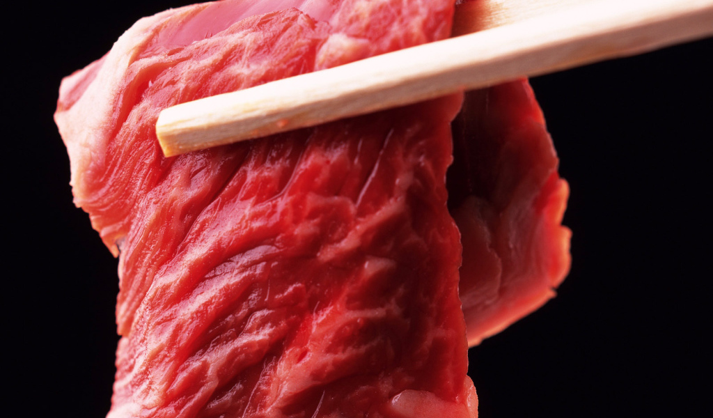 Кусочек мяса на палочках