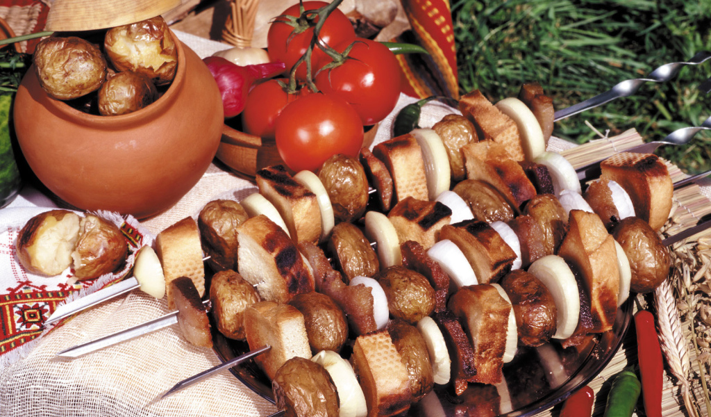 Барбекю мясо хлеб