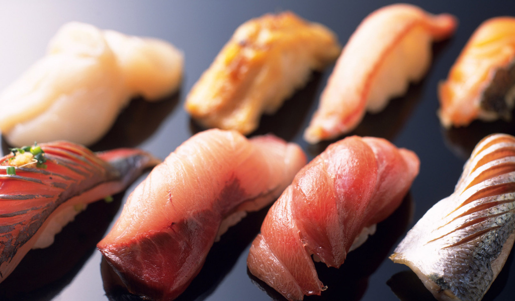 Raw fish slices
