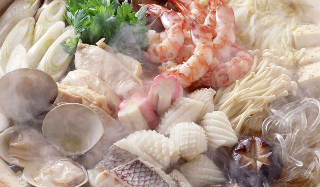 Креветки кальмар устрицы