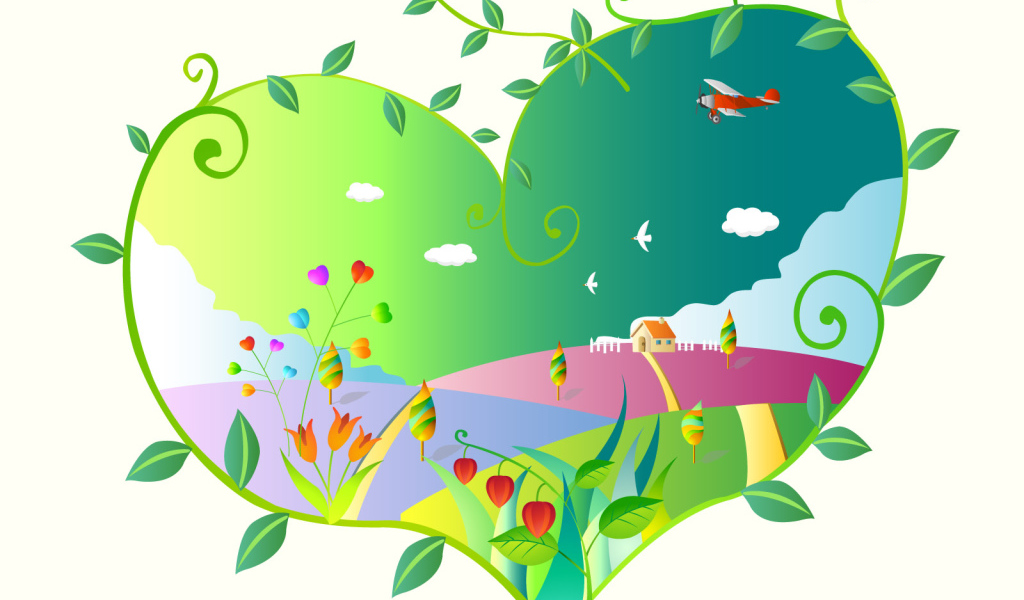 Зеленое сердечко в День Святого Валентина