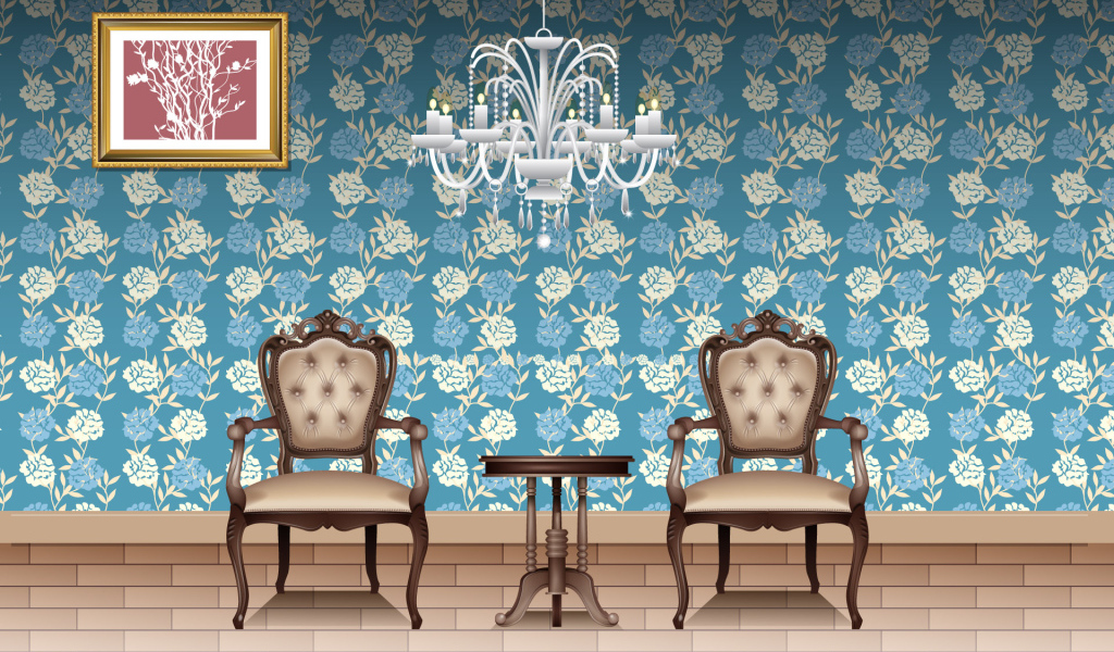 Голубая цветочная комната