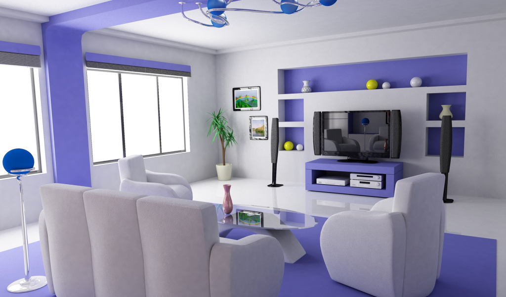 Дизайн светлой комнаты Футуристический модерн