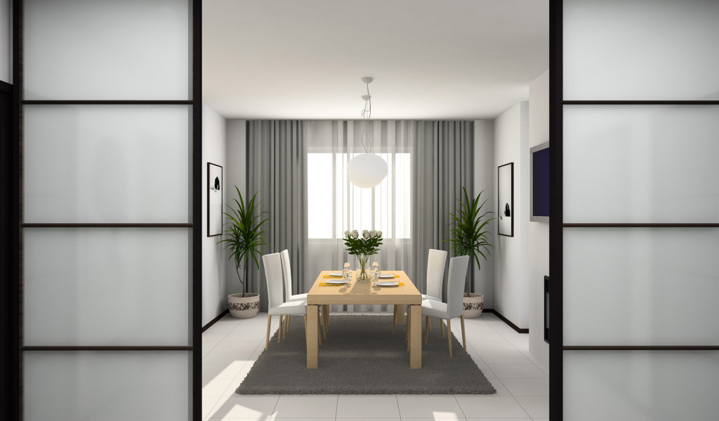 Интерьер светлой столовой