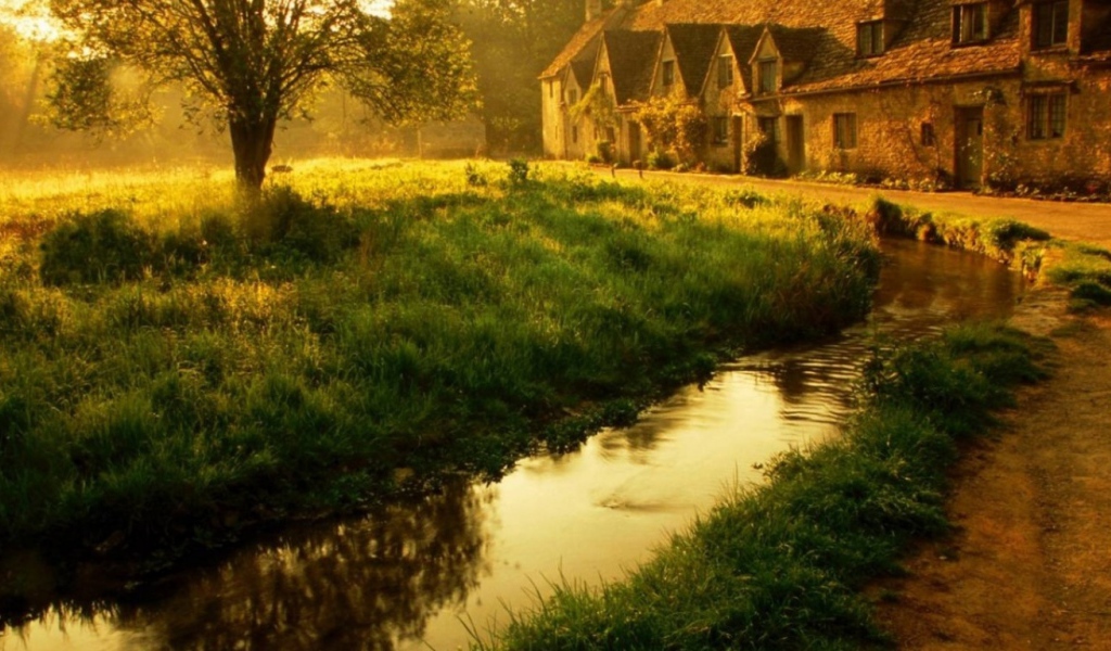 Закат Деревенские дома